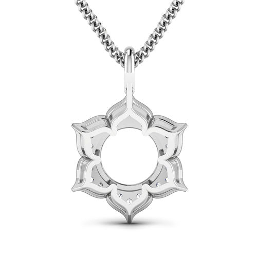 Bids.com 0.14 Carat Genuine White Diamond 14K White Gold Semi Mount Pendant - holds 8.00mm Round Gemstone Pendants
