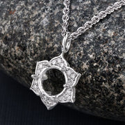 Bids.com 0.14 Carat Genuine White Diamond 14K White Gold Semi Mount Pendant - holds 8.00mm Round Gemstone Pendants
