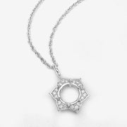 Bids.com 0.14 Carat Genuine White Diamond 14K White Gold Semi Mount Pendant - holds 8.00mm Round Gemstone Pendants