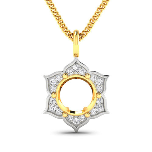 Bids.com 0.14 Carat Genuine White Diamond 14K Yellow Gold Semi Mount Pendant - holds 8.00mm Round Gemstone Pendants