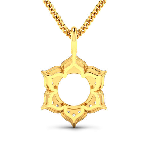 Bids.com 0.14 Carat Genuine White Diamond 14K Yellow Gold Semi Mount Pendant - holds 8.00mm Round Gemstone Pendants
