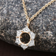 Bids.com 0.14 Carat Genuine White Diamond 14K Yellow Gold Semi Mount Pendant - holds 8.00mm Round Gemstone Pendants