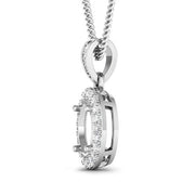 Bids.com 0.18 Carat Genuine White Diamond 14K White Gold Semi Mount Pendant - holds 8x6mm Oval Gemstone Pendants