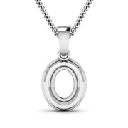 Bids.com 0.18 Carat Genuine White Diamond 14K White Gold Semi Mount Pendant - holds 8x6mm Oval Gemstone Pendants