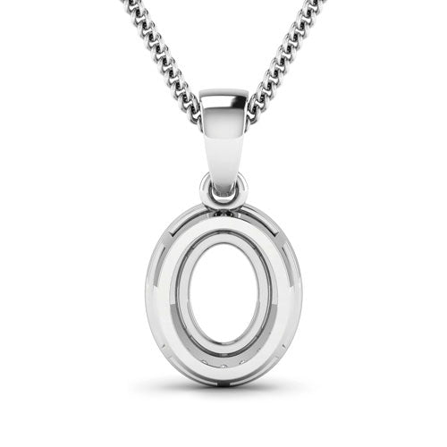 Bids.com 0.18 Carat Genuine White Diamond 14K White Gold Semi Mount Pendant - holds 8x6mm Oval Gemstone Pendants