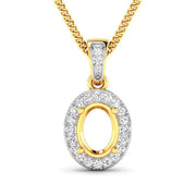 Bids.com 0.18 Carat Genuine White Diamond 14K Yellow Gold Semi Mount Pendant - holds 8x6mm Oval Gemstone Pendants