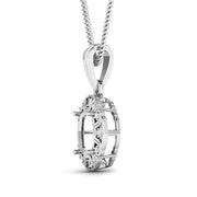 Bids.com 0.09 Carat Genuine White Diamond 14K White Gold Semi Mount Pendant - holds 8x8mm Cushion Gemstone Pendants