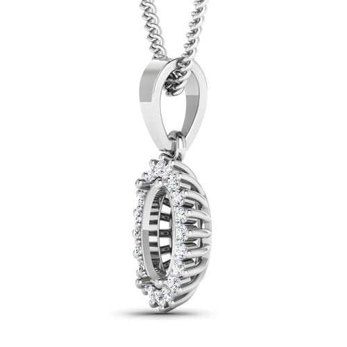 Bids.com 0.13 Carat Genuine White Diamond 14K White Gold Semi Mount Pendant - holds 8x6mm Oval Gemstone Pendants
