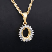 Bids.com 0.13 Carat Genuine White Diamond 14K Yellow Gold Semi Mount Pendant - holds 8x6mm Oval Gemstone Pendants