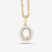 Bids.com 0.13 Carat Genuine White Diamond 14K Yellow Gold Semi Mount Pendant - holds 8x6mm Oval Gemstone Pendants