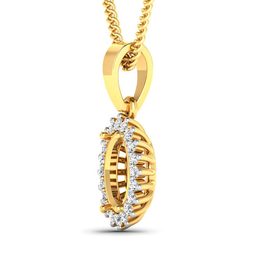 Bids.com 0.13 Carat Genuine White Diamond 14K Yellow Gold Semi Mount Pendant - holds 8x6mm Oval Gemstone Pendants