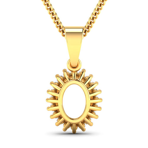 Bids.com 0.13 Carat Genuine White Diamond 14K Yellow Gold Semi Mount Pendant - holds 8x6mm Oval Gemstone Pendants