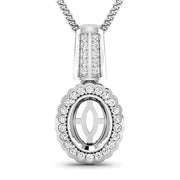 Bids.com 0.22 Carat Genuine White Diamond 14K White Gold Semi Mount Pendant - holds 9x7mm Oval Gemstone Pendants