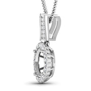 Bids.com 0.22 Carat Genuine White Diamond 14K White Gold Semi Mount Pendant - holds 9x7mm Oval Gemstone Pendants