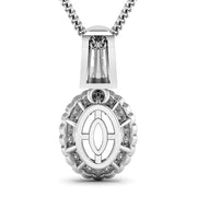 Bids.com 0.22 Carat Genuine White Diamond 14K White Gold Semi Mount Pendant - holds 9x7mm Oval Gemstone Pendants