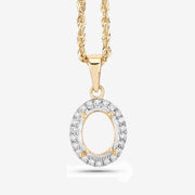 Bids.com 0.22 Carat Genuine White Diamond 14K Yellow Gold Semi Mount Pendant - holds 9x7mm Oval Gemstone Pendants