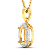 Bids.com 0.22 Carat Genuine White Diamond 14K Yellow Gold Semi Mount Pendant - holds 9x7mm Oval Gemstone Pendants