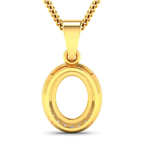 Bids.com 0.22 Carat Genuine White Diamond 14K Yellow Gold Semi Mount Pendant - holds 9x7mm Oval Gemstone Pendants