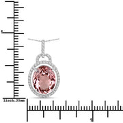 Bids.com 3.90 Carat Genuine Pink Tourmaline and White Diamond 14K White Gold Pendant Pendants