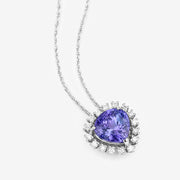 Bids.com 3.25 Carat Genuine Tanzanite and White Diamond 14K White Gold Pendant Pendants