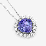 Bids.com 3.25 Carat Genuine Tanzanite and White Diamond 14K White Gold Pendant Pendants