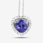 Bids.com 3.25 Carat Genuine Tanzanite and White Diamond 14K White Gold Pendant Pendants