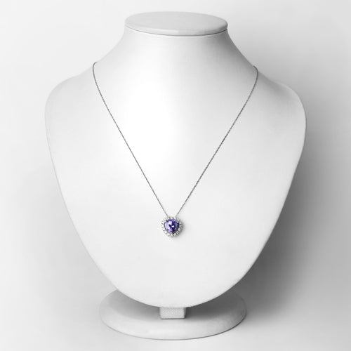 Bids.com 3.25 Carat Genuine Tanzanite and White Diamond 14K White Gold Pendant Pendants
