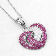Bids.com 2.65 Carat Genuine Ruby and White Sapphire .925 Sterling Silver Pendant Pendants