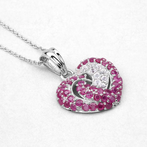 Bids.com 2.65 Carat Genuine Ruby and White Sapphire .925 Sterling Silver Pendant Pendants