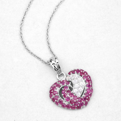 Bids.com 2.65 Carat Genuine Ruby and White Sapphire .925 Sterling Silver Pendant Pendants