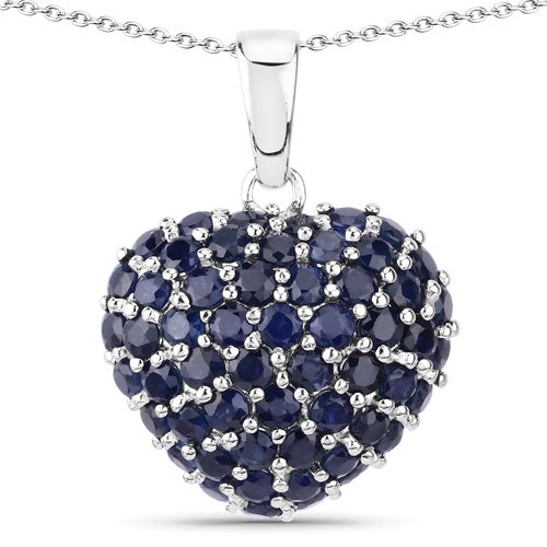 Bids.com 7.26 Carat Genuine Blue Sapphire .925 Sterling Silver Pendant Pendants