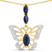 Bids.com 0.92 Carat Genuine Blue Sapphire and White Zircon .925 Sterling Silver Pendant Pendants