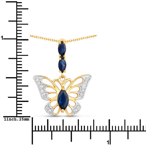 Bids.com 0.92 Carat Genuine Blue Sapphire and White Zircon .925 Sterling Silver Pendant Pendants