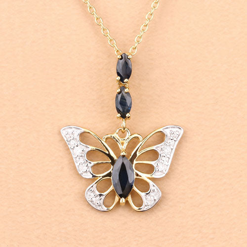 Bids.com 0.92 Carat Genuine Blue Sapphire and White Zircon .925 Sterling Silver Pendant Pendants