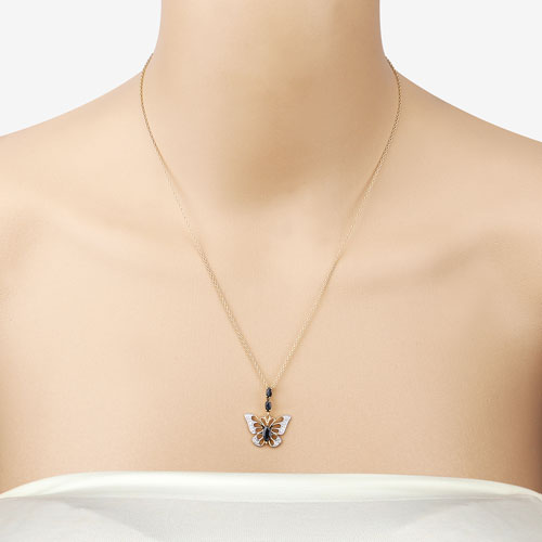 Bids.com 0.92 Carat Genuine Blue Sapphire and White Zircon .925 Sterling Silver Pendant Pendants