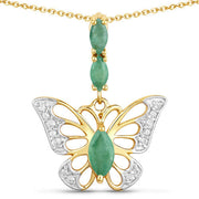 Bids.com 0.72 Carat Genuine Emerald and White Zircon .925 Sterling Silver Pendant Pendants