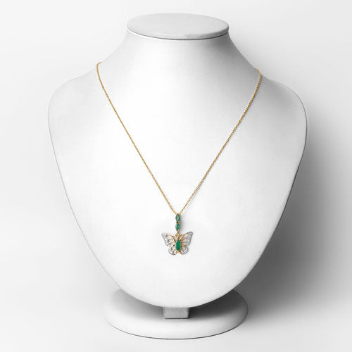 Bids.com 0.72 Carat Genuine Emerald and White Zircon .925 Sterling Silver Pendant Pendants