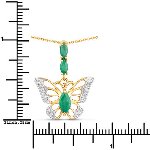Bids.com 0.72 Carat Genuine Emerald and White Zircon .925 Sterling Silver Pendant Pendants