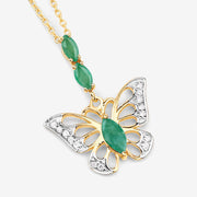 Bids.com 0.72 Carat Genuine Emerald and White Zircon .925 Sterling Silver Pendant Pendants