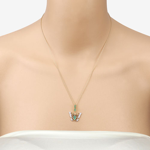 Bids.com 0.72 Carat Genuine Emerald and White Zircon .925 Sterling Silver Pendant Pendants