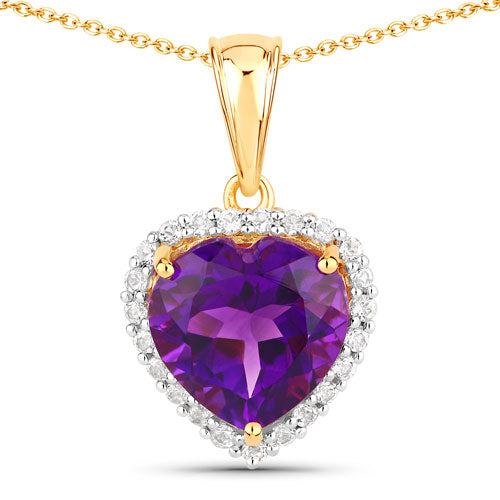 Bids.com 4.76 Carat Genuine Amethyst and White Topaz .925 Sterling Silver Pendant Pendants