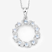 Bids.com 1.10 Carat Genuine Aquamarine and White Topaz .925 Sterling Silver Pendant Pendants