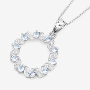 Bids.com 1.10 Carat Genuine Aquamarine and White Topaz .925 Sterling Silver Pendant Pendants