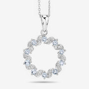 Bids.com 1.10 Carat Genuine Aquamarine and White Topaz .925 Sterling Silver Pendant Pendants
