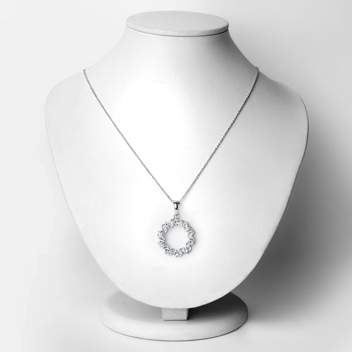 Bids.com 1.10 Carat Genuine Aquamarine and White Topaz .925 Sterling Silver Pendant Pendants