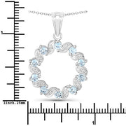 Bids.com 1.10 Carat Genuine Aquamarine and White Topaz .925 Sterling Silver Pendant Pendants