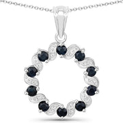 Bids.com 1.30 Carat Genuine Blue Sapphire and White Topaz .925 Sterling Silver Pendant Pendants