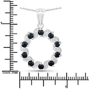 Bids.com 1.30 Carat Genuine Blue Sapphire and White Topaz .925 Sterling Silver Pendant Pendants