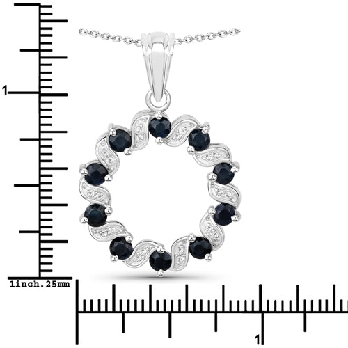 Bids.com 1.30 Carat Genuine Blue Sapphire and White Topaz .925 Sterling Silver Pendant Pendants