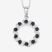 Bids.com 1.30 Carat Genuine Blue Sapphire and White Topaz .925 Sterling Silver Pendant Pendants